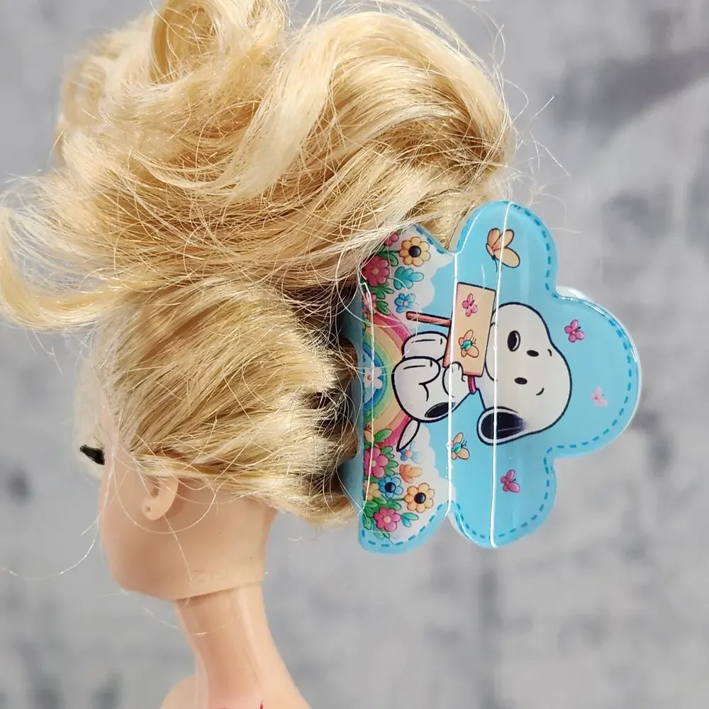 Pair of Snoopy Claw Clips Hair clips Charlie Brown Character Snoopy Rainbow Blue